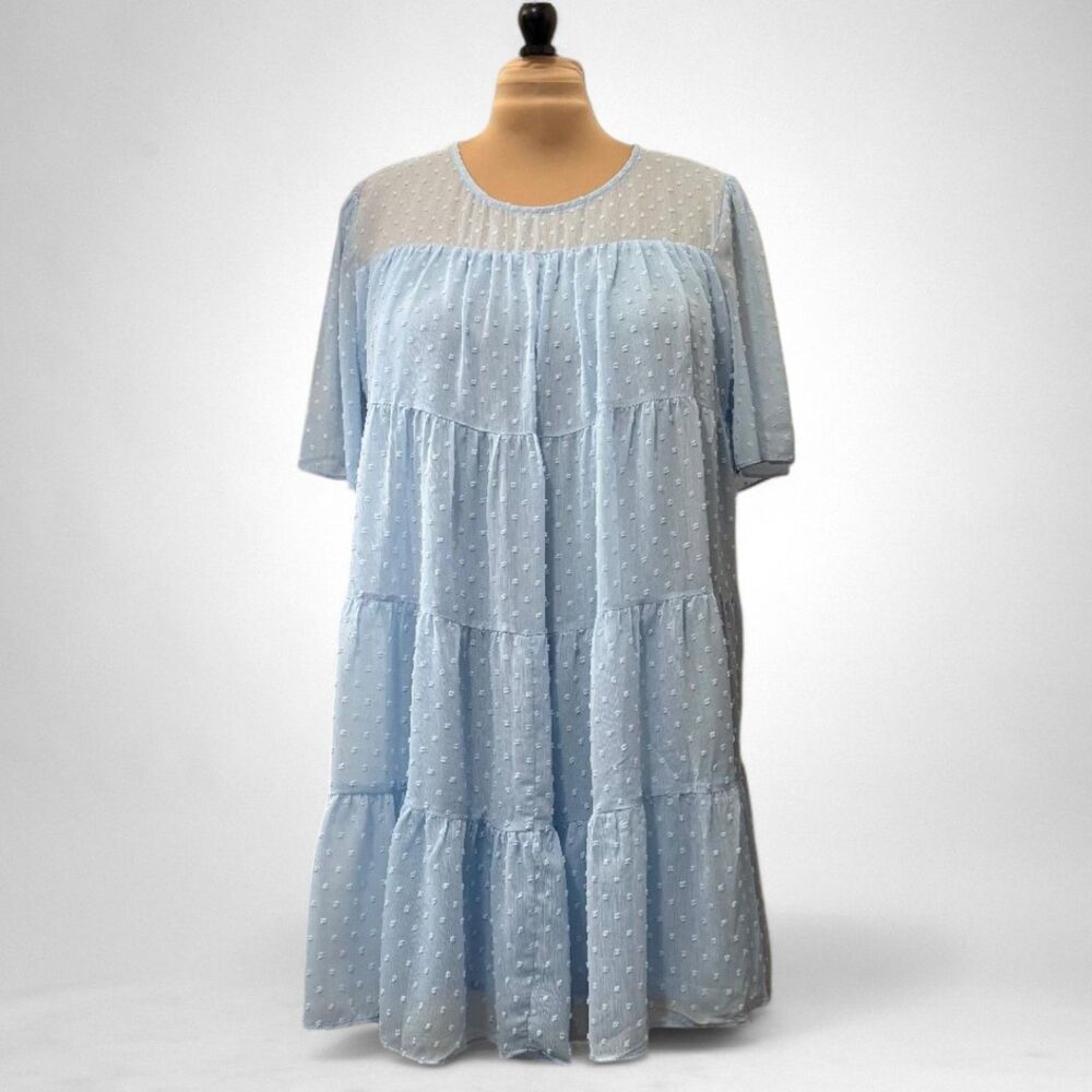 MITTOSHOP Shift Dress in Sky Blue, NEW WITH TAGS! Size 1X Plus 1XL - Picture 1 of 9
